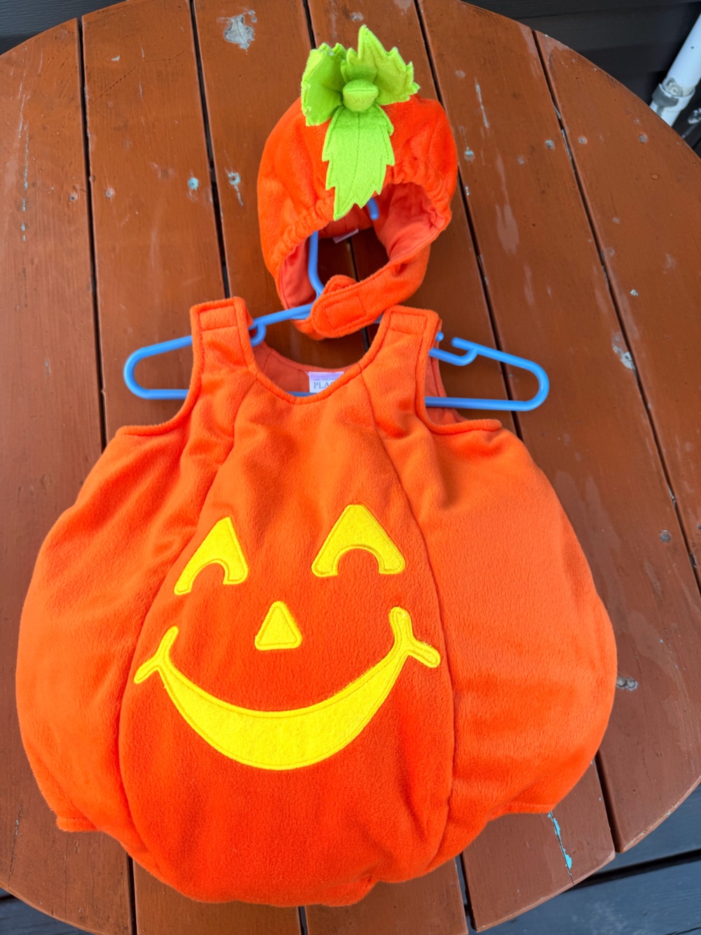 The Children's Place Orange Pumpkin Costume Romper with Yellow Jack-O'-Lantern